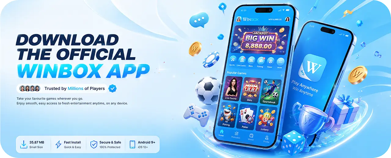 Download the official Winbox app β trusted by millions of players. Available for Android and iOS.